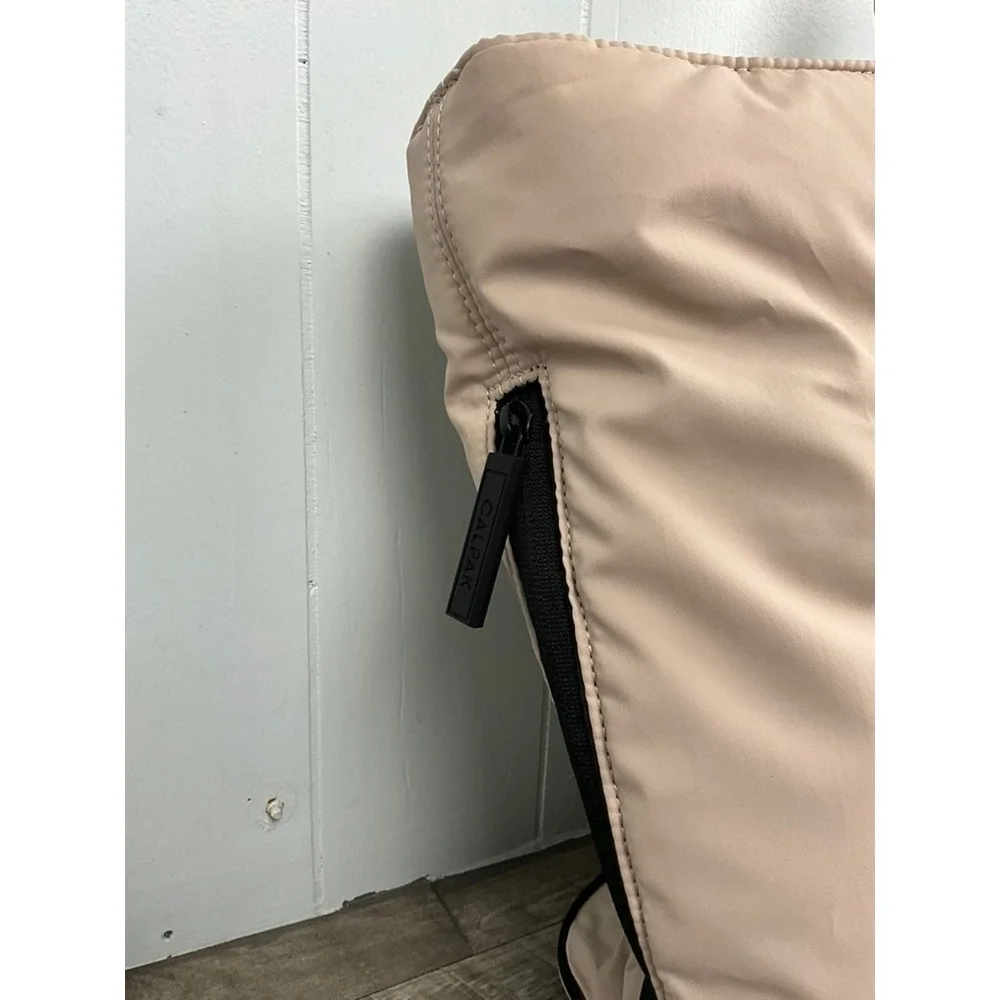 CALPAK Luka Duffel Bag Oatmeal Beige Quilted Puffer Travel Gym Bag HUB Logo